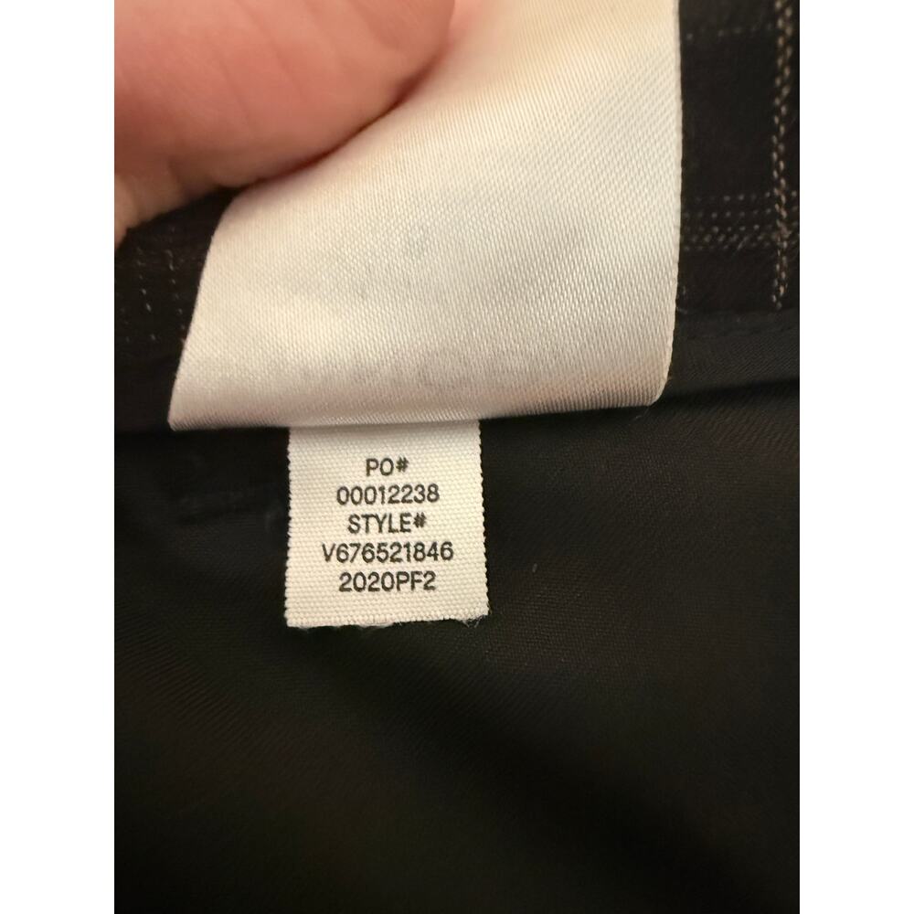 Vince Classic High Rise Pleated Trousers Wide Leg Plaid Black Brown Size 8 - Picture 7 of 7